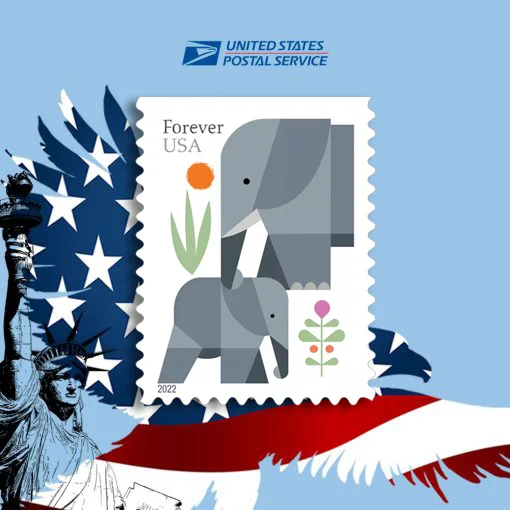 5714 - 2022 First-Class Forever Stamp - Elephants - Mystic Stamp Company