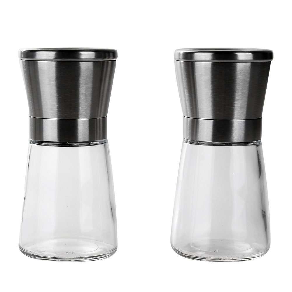

2pcs Manual Pepper Grinder Stainless Steel Glass Seasoning Jar Kitchen Tool, 501 Original