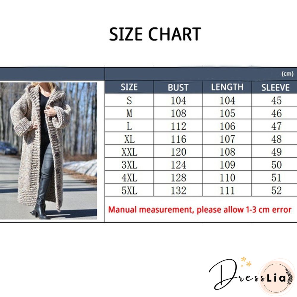 New Fashion Women Autumn Winter Long Sleeve Knitted Cardigan Coat Casual Streetwear Hooded Sweater Coat Plus Size
