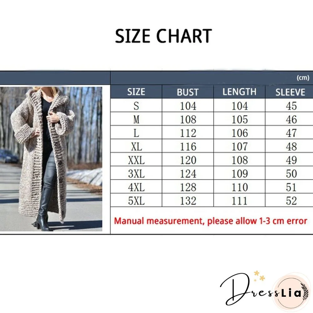 New Fashion Women Autumn Winter Long Sleeve Knitted Cardigan Coat Casual Streetwear Hooded Sweater Coat Plus Size