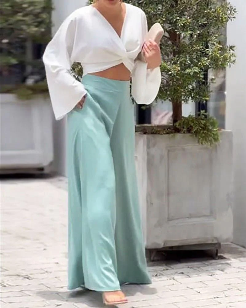 LOOSE SOLID COLOR TWO-PIECE SUIT
