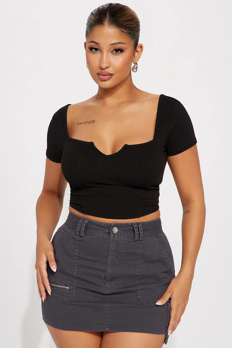 Kassandra Ribbed Top - Black