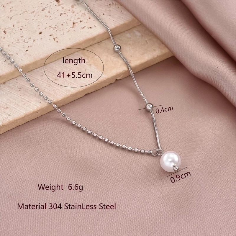 304 Stainless Steel Minimalist Polishing Geometric Pendant Necklace