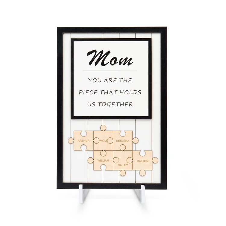 Mom Puzzle Sign Personalized 6 Names Wooden Sign Family Gifts