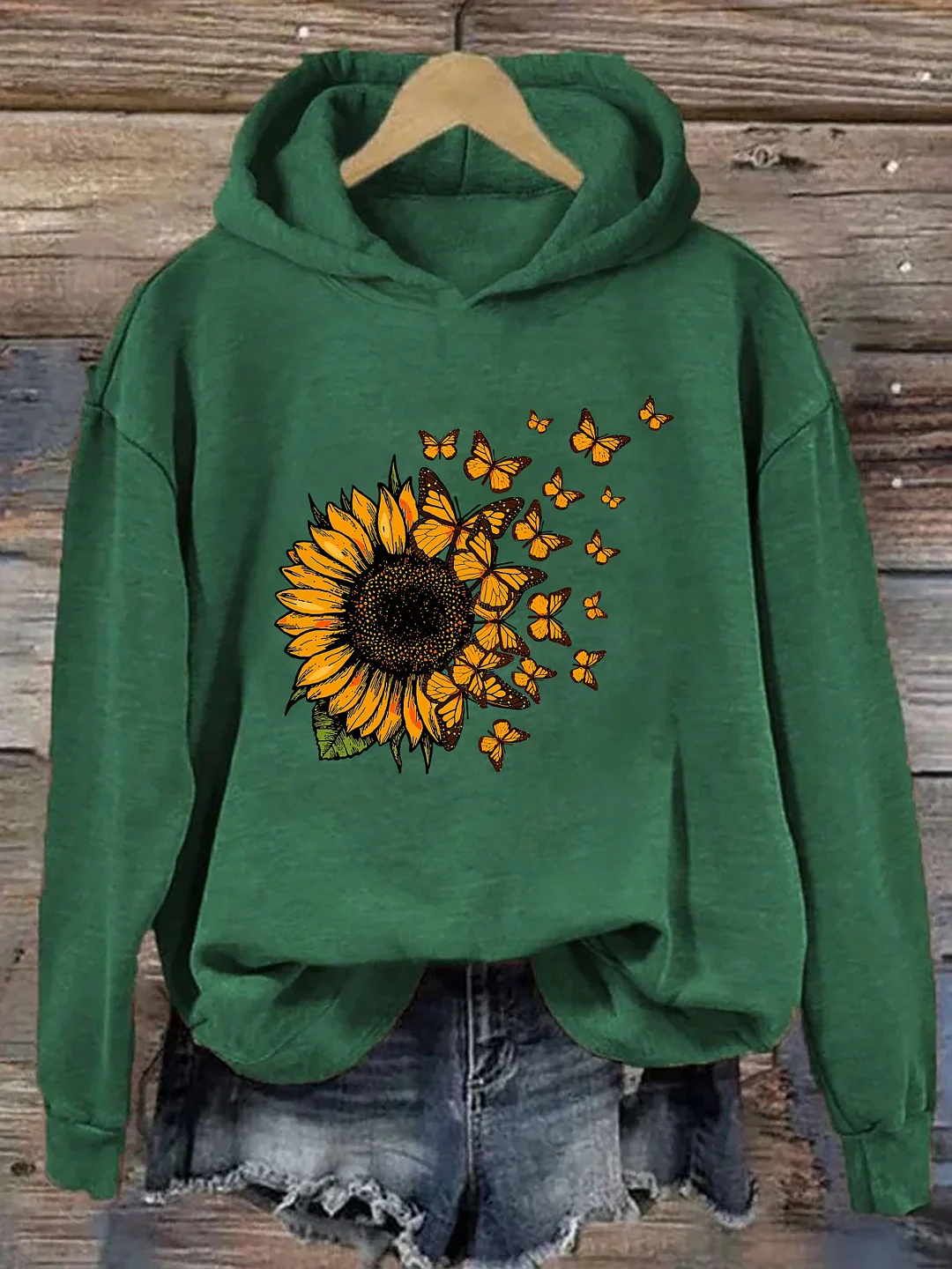 Beautiful Sunflower And Flying Butterflies Hoodie