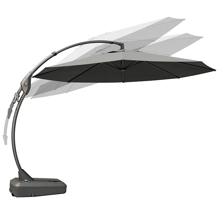 GRAND PATIO 12 FT Deluxe NAPOLI SUNBRELLA Cantilever Umbrella Curvy Aluminum Offset Umbrella with Base