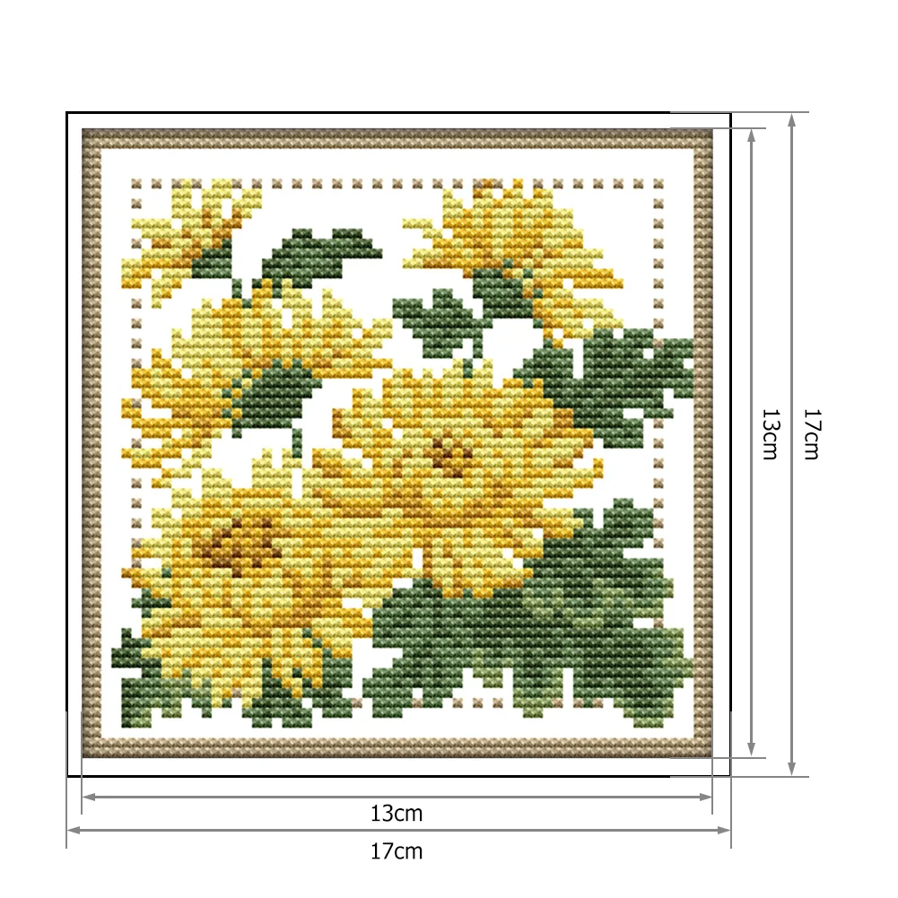 14CT Stamped Cross Stitch - December Flower(Canvas|17*17CM)