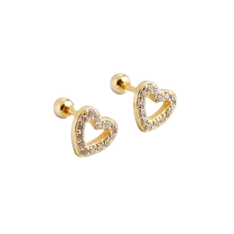 1 Pair 925 Sterling Silver Zircon Heart Shape Ear Studs
