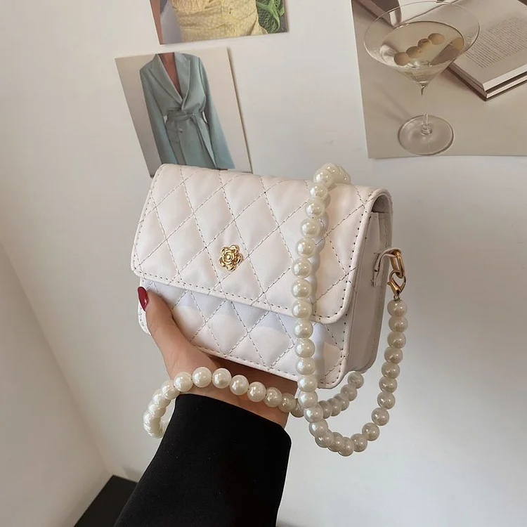 Faux Pearl Quilted Crossbody Bag YP2701