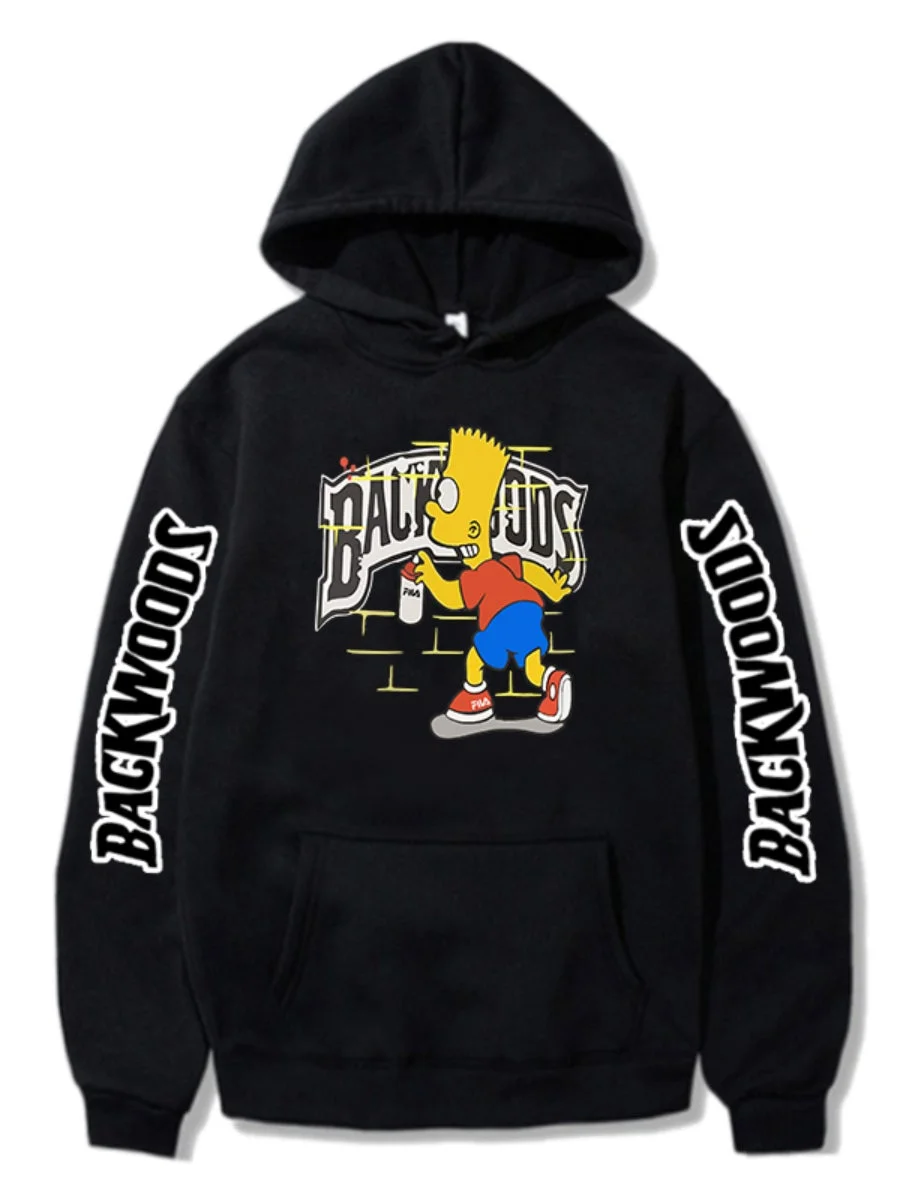 Unisex Backwoods Hoodie Cute Simpsons Characters Graffiti Hooded Sweatshirt