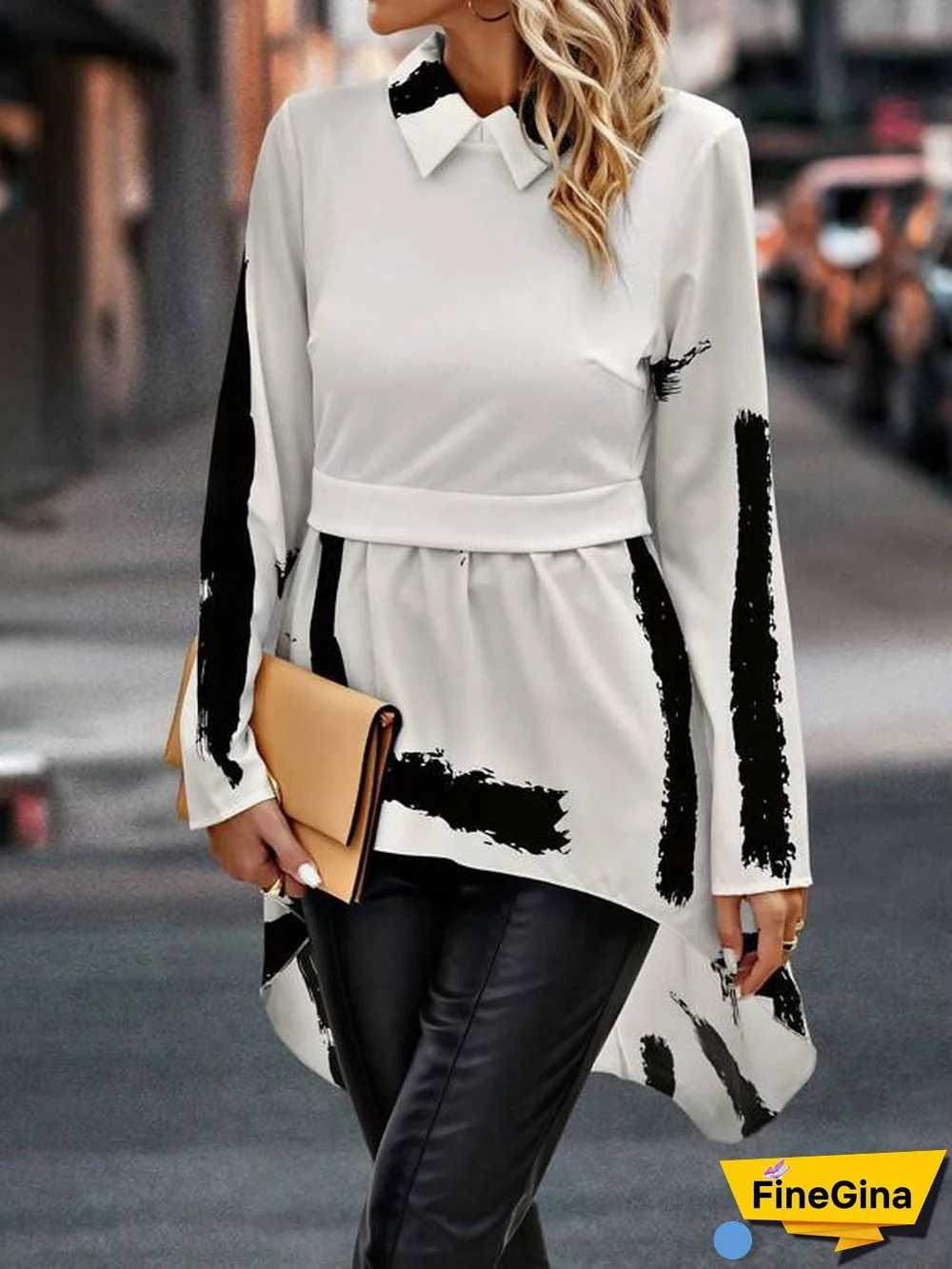 Classy Print Long Sleeve Top