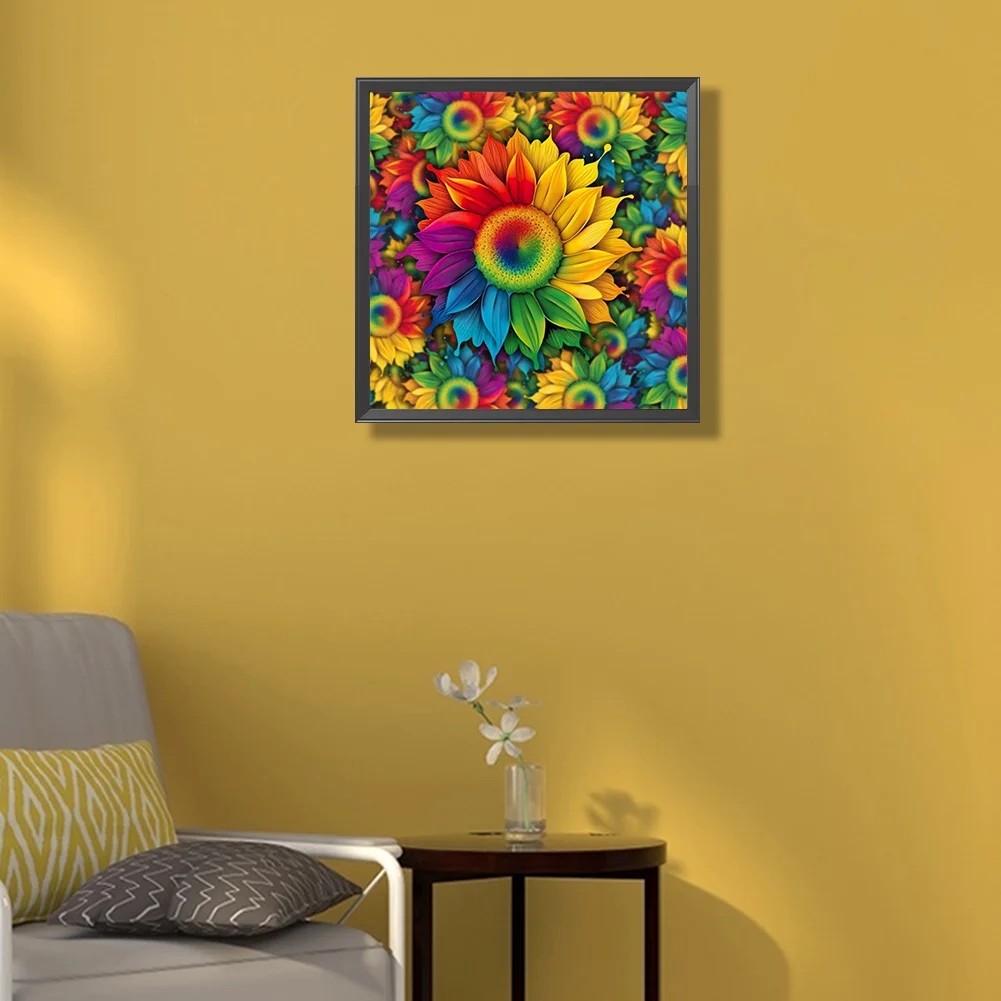 Partial AB Diamond Painting - Full Round Drill - Rainbow Gerbera(Canvas|45*45cm)