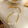 Elegant Freshwater Pearls Golden Bracelet Necklace