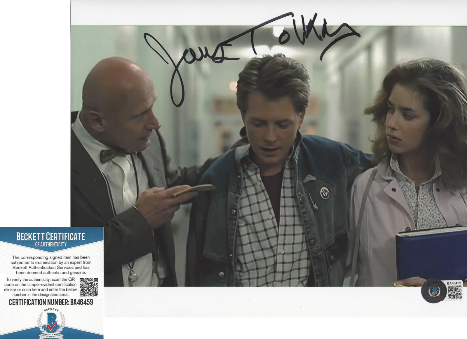 JAMES TOLKAN SIGNED 'BACK TO THE FUTURE' 8x10 MOVIE Photo Poster painting C BECKETT COA BAS