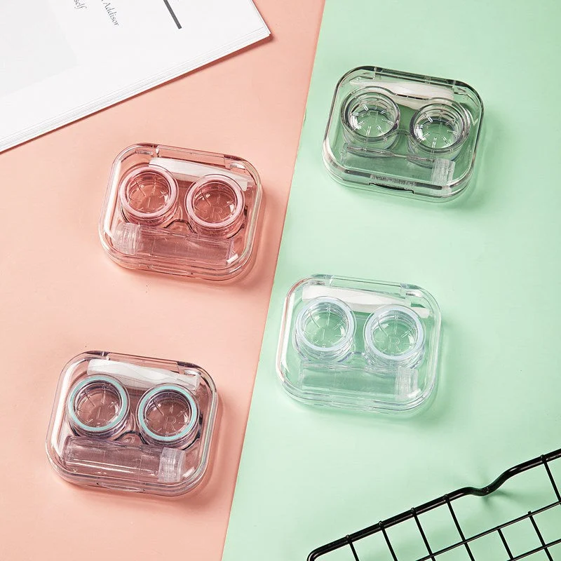 New Style Transparent Tweezers Suction Stick Container Set Portable Contact Lens Box for Women Travel Contact Lenses Case