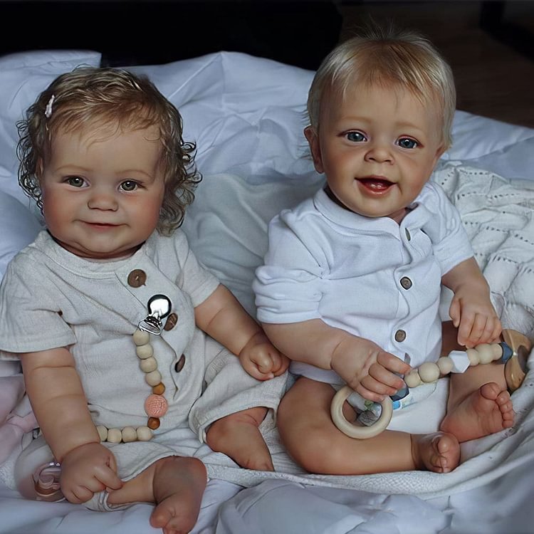 [New Series]20" Lifelike Handmade Huggable Opend Eyes Reborn Toddler Baby Doll That Look Real Twins Girl And Boy Marry & Jacky Minibabydolls® Minibabydolls®