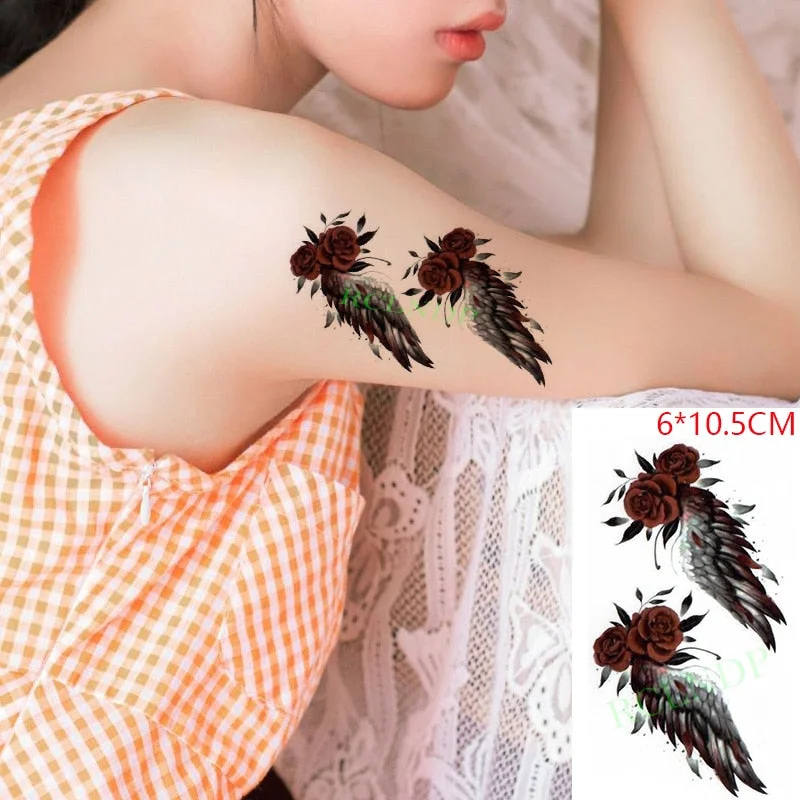 Waterproof Temporary Tattoo Sticker Wings Feather Small Element Fake Tatto Flash Tatoo Hand Arm Chest Art for Kids Men Women