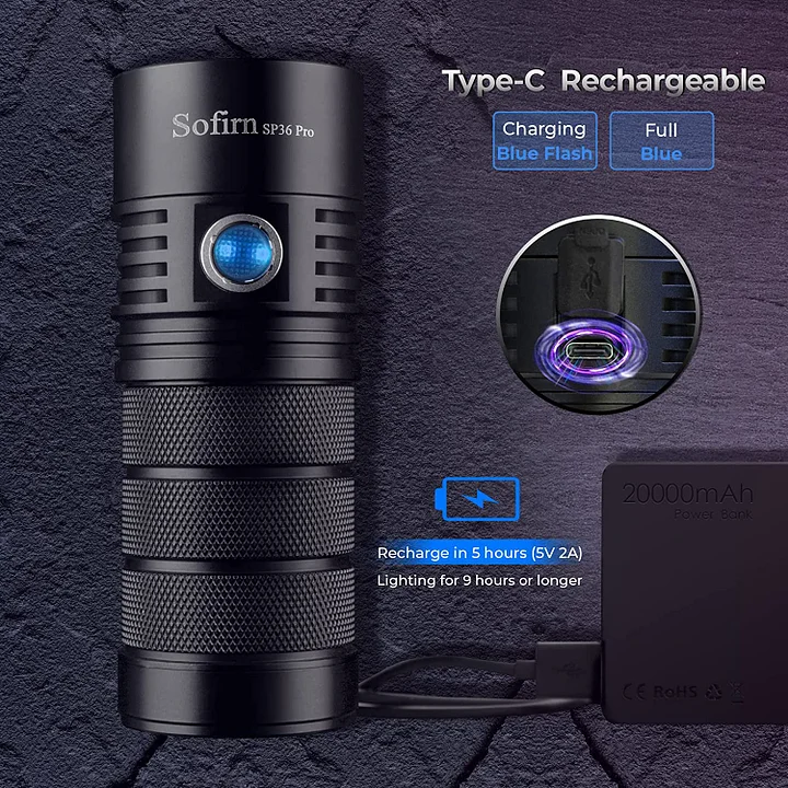 Sofirn SP36Pro Anduril 2.0 UI 8000 lumen rechargeable Flashlight