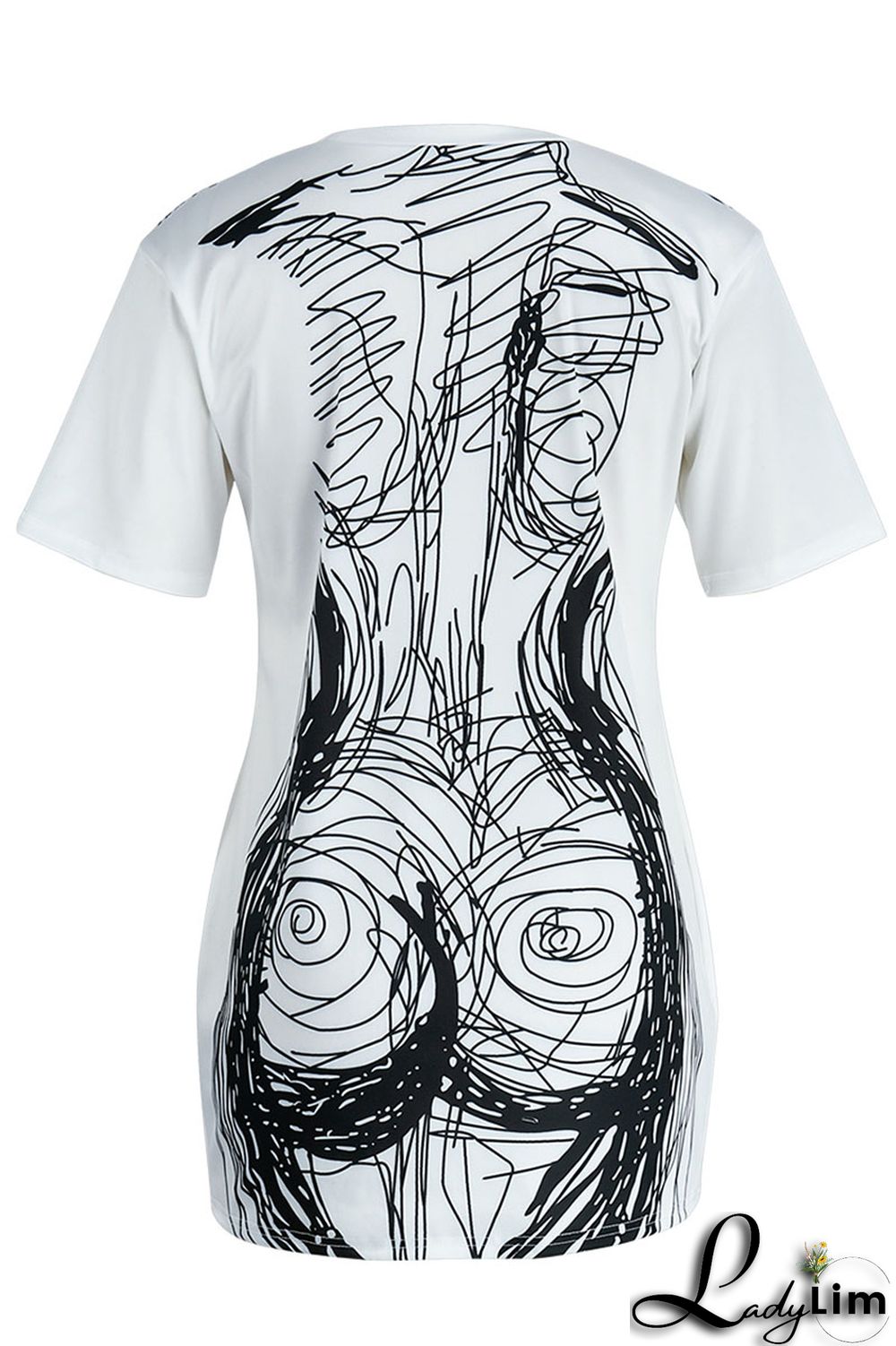 Black Sexy Print Patchwork O Neck One Step Skirt Dresses