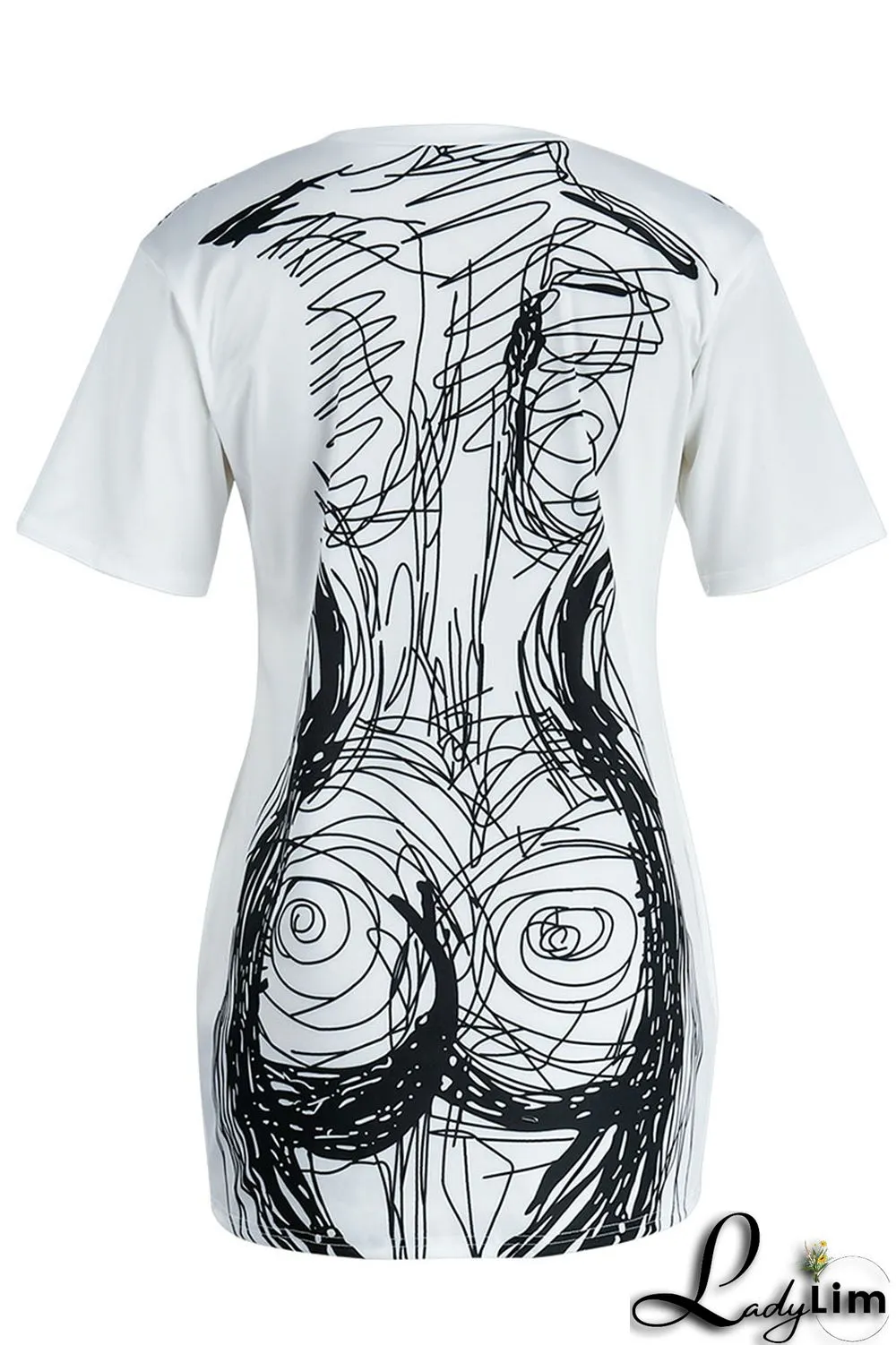 Black Sexy Print Patchwork O Neck One Step Skirt Dresses