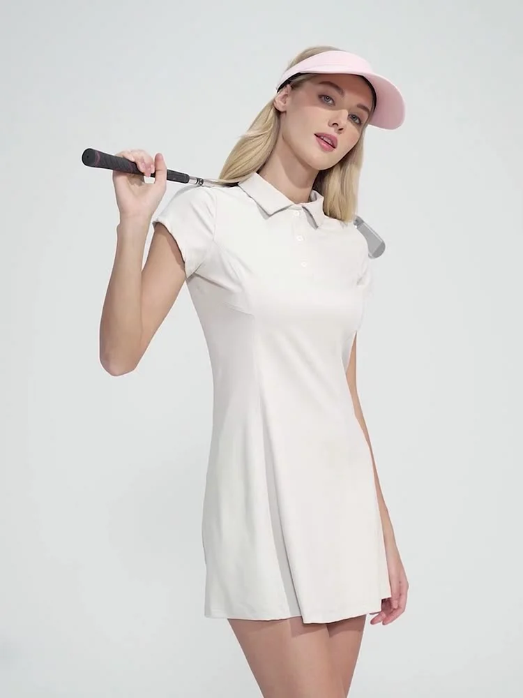 PASUXI Women's Summer Ice-Cool Breathable Mid-Length Dress - Slim Waist Yoga Tennis Skirt huanwei