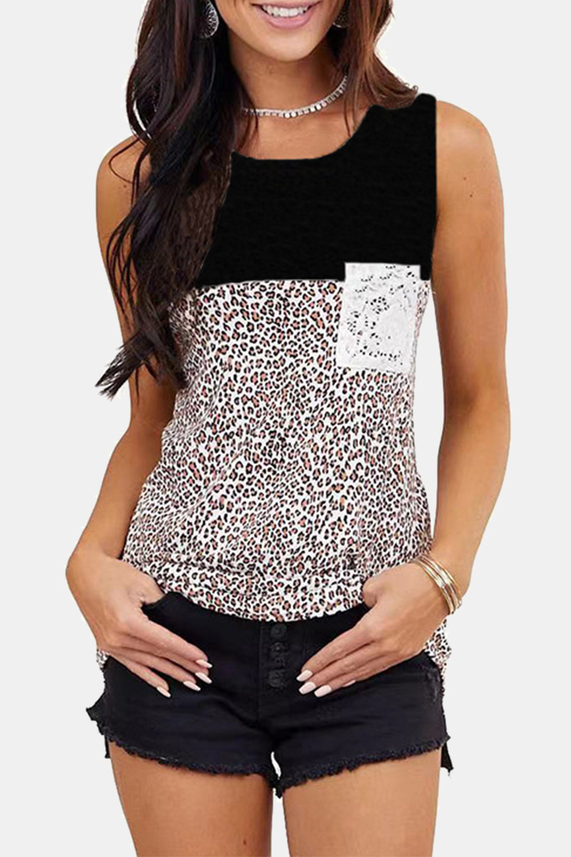 Casual Leopard Split Joint O Neck Tops(4 Colors)