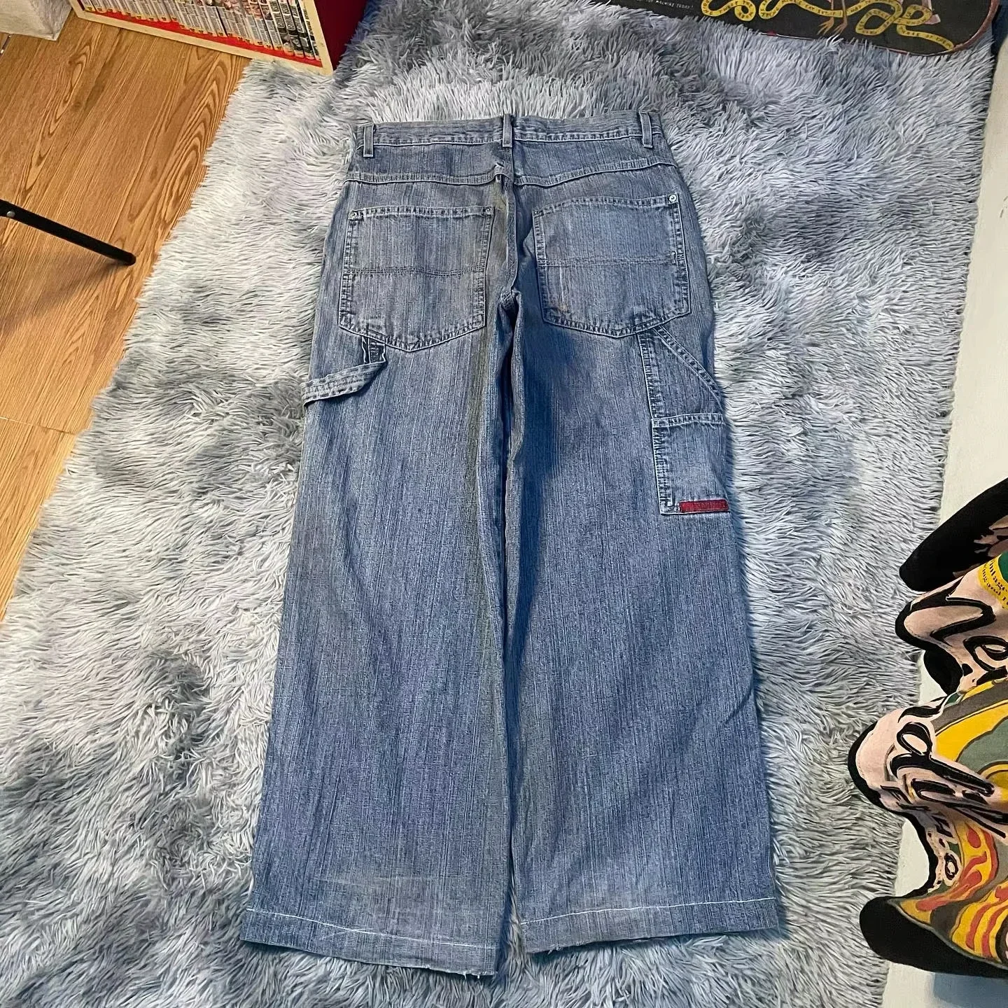 Arorigin American Jeans Y2K Clothes Mens Womens Rock Hip Hop Skateboard Cartoon Graphics Retro Blue Baggy Jeans Wide Skateboard Trousers