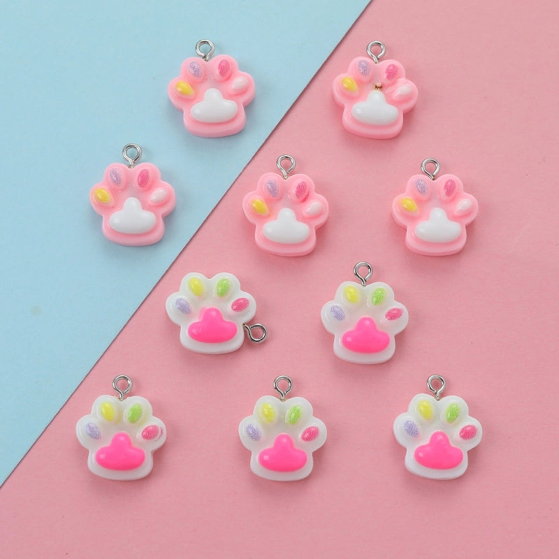 10 PCS/Package 19mm Hole Under 1mm Resin Paw Print Pendant