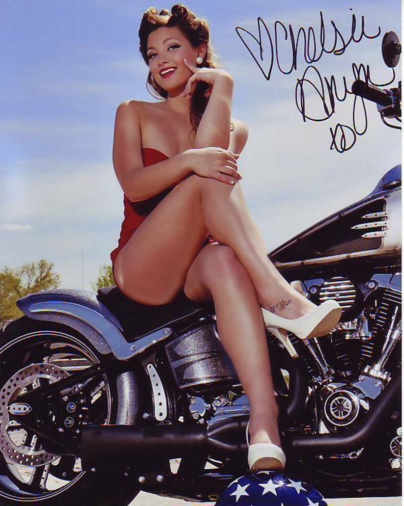 Chelsie aryn miller signed autographed motorcycle 8x10 Photo Poster painting playboy playmate