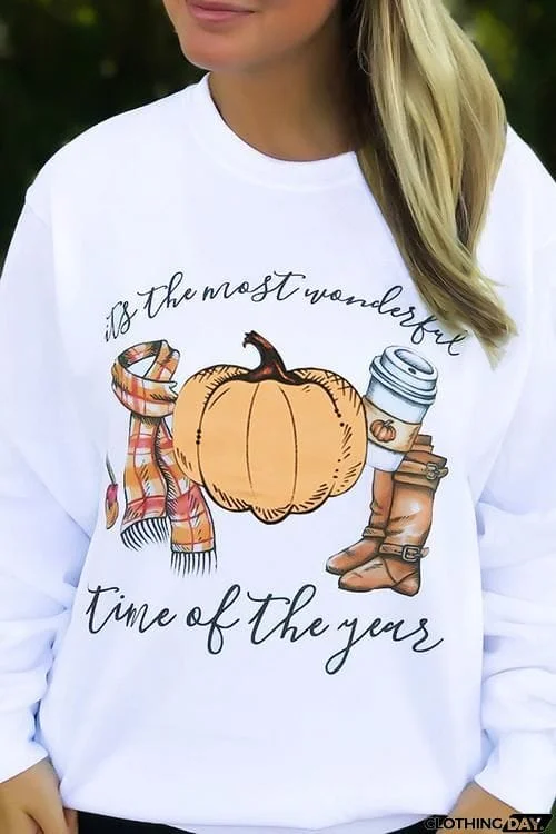 Pumpkin Print Long Sleeve Hoodie