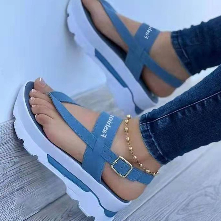 Summer New Wedge Toe Buckle Platform Roman Sandals
