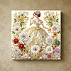 Framed Diamond Painting - Special Shaped - Girl and Flowers (25x25cm)