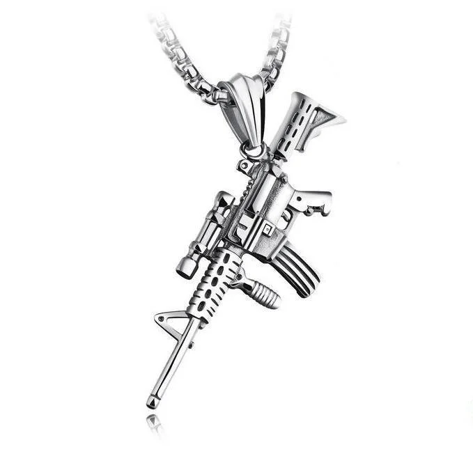 2021 Outdoor Fans Accessories Outdoor Fashion Titanium Steel Shock Gun Pendant Necklace Men's Hanging Chain Decoration