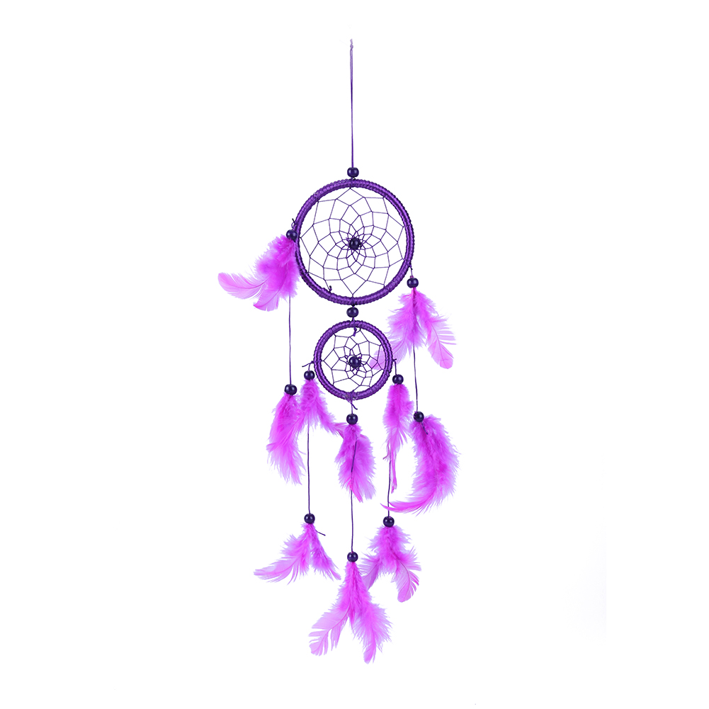 

Double Ring Purple Feather Dream Catcher Wall Hanging Home Car Decor Craft, 501 Original