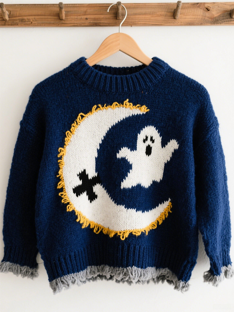 Halloween Contrast Patch Comfort Knitted Sweater
