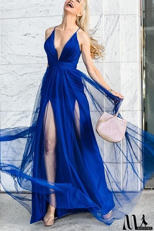 MidiSono - V Neck Backless Maxi Dress