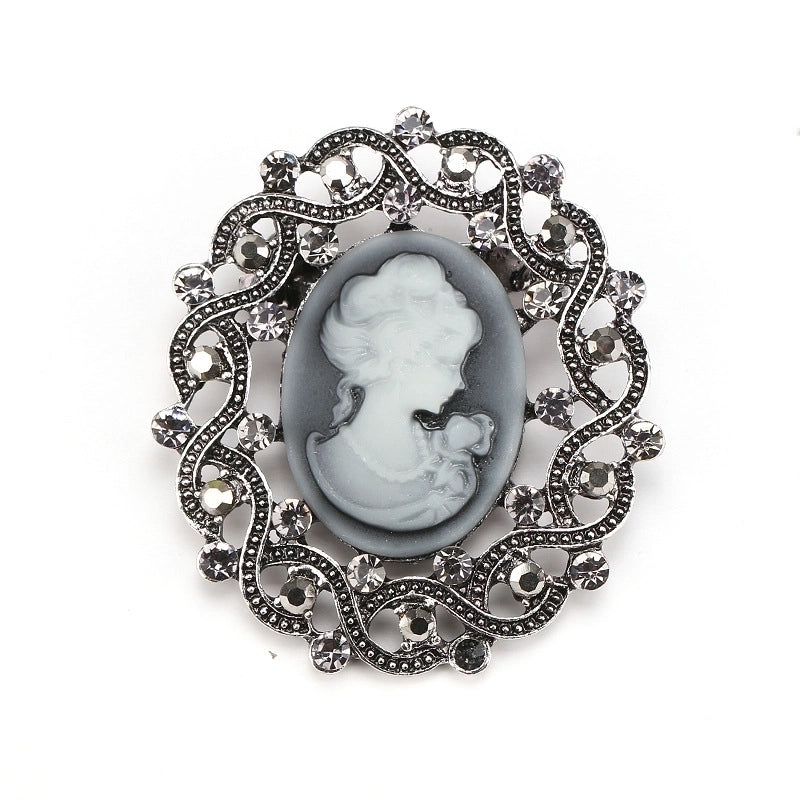 Retro Pin Portrait Alloy Plating Rhinestones Women’S Brooches