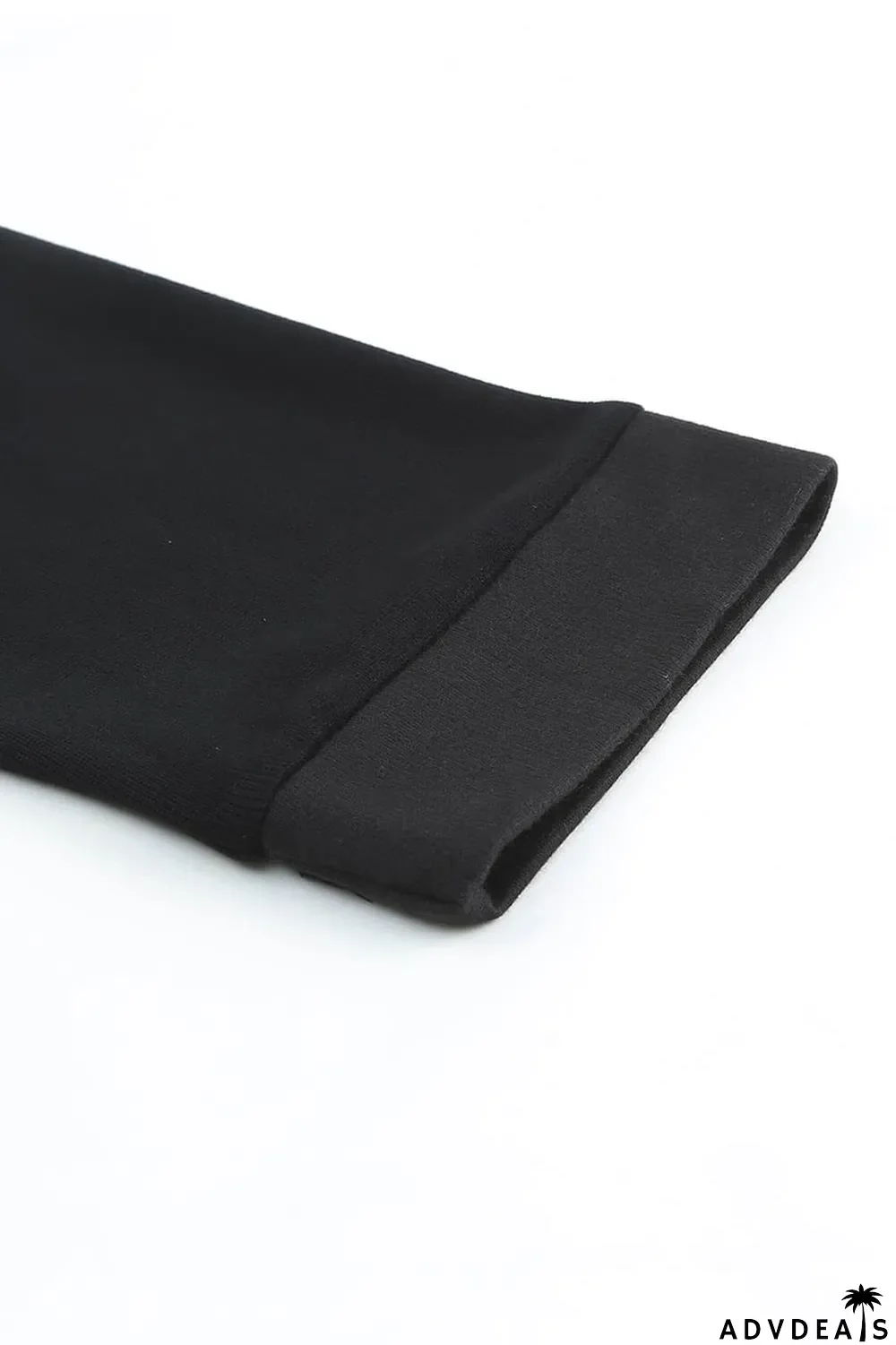 Black Casual Button Solid Patchwork Trim Hoodie