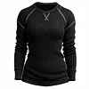 Women's Vintage Black Waffle Knit Crewneck Long Sleeve Sweatshirt by Inlyline