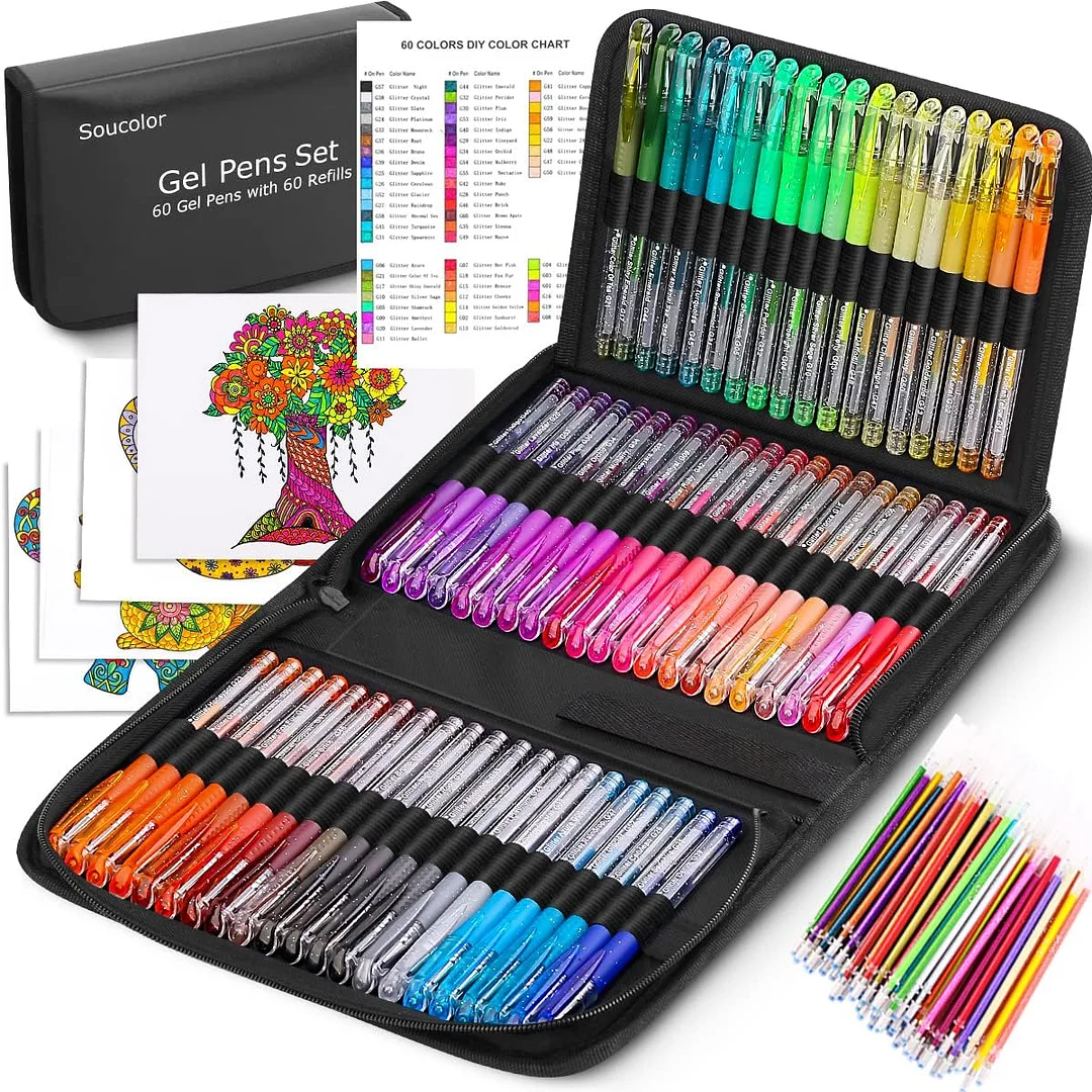  TANMIT Gel Pens, 36 Color Gel Pen & 33 Color Glitter