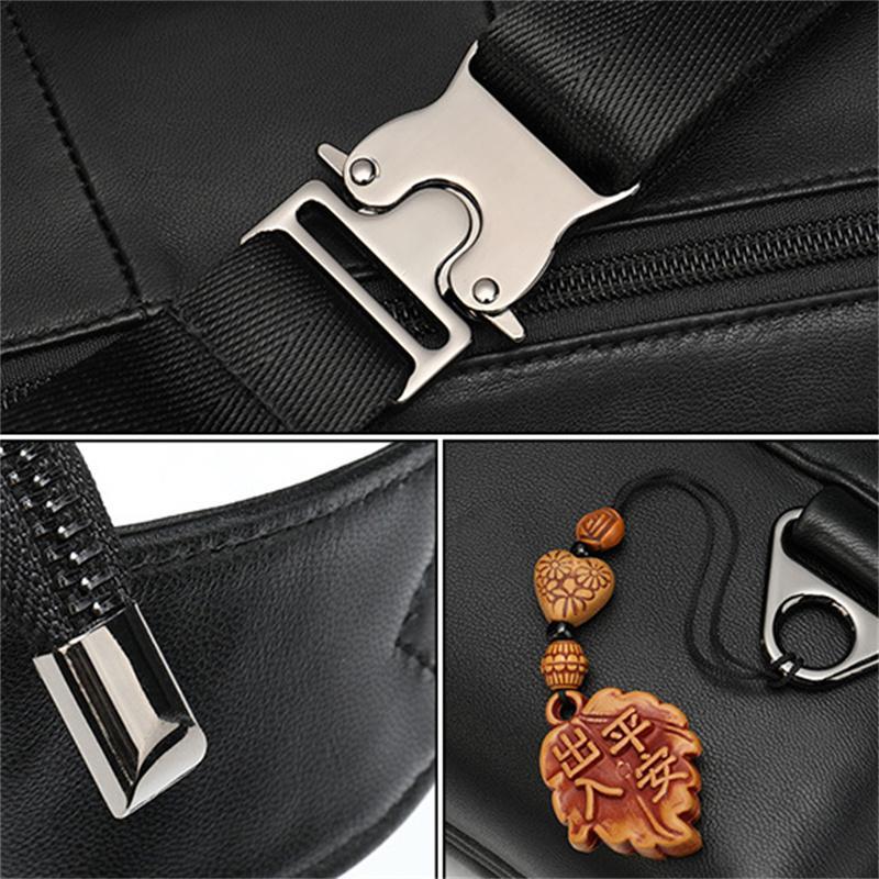High Quality Men's Crossbody Bag Sheepskin Sports Phone Bag With Earphone Hole