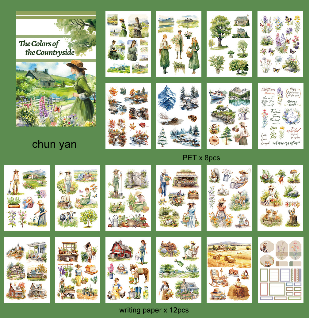 Journalsay A5 Vintage Flower Character Landscaping Sticker Book 