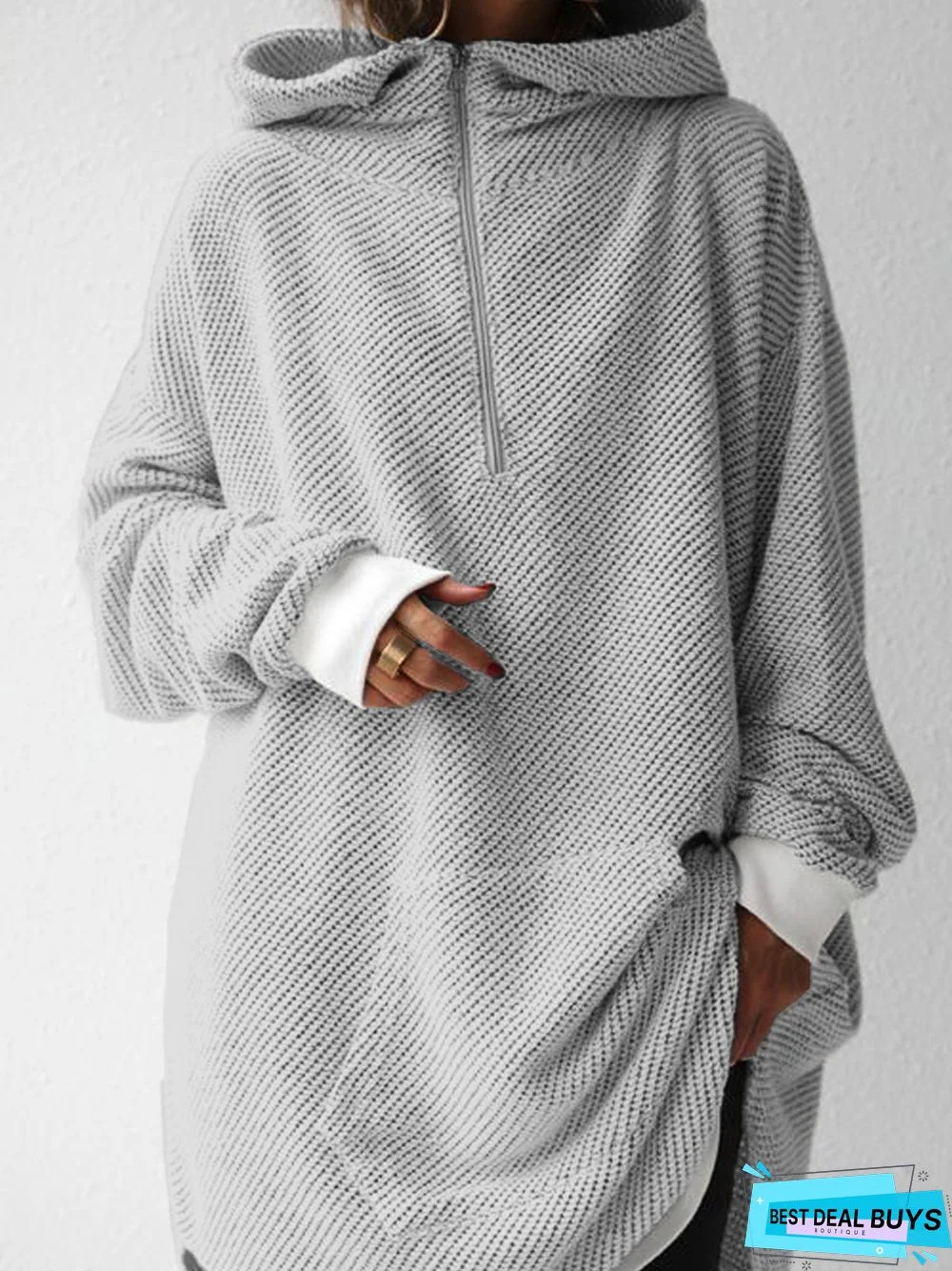 Hoodie Casual Shift Plain Sweatshirt