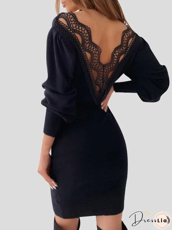 Open Back Cutout V-neck Dress