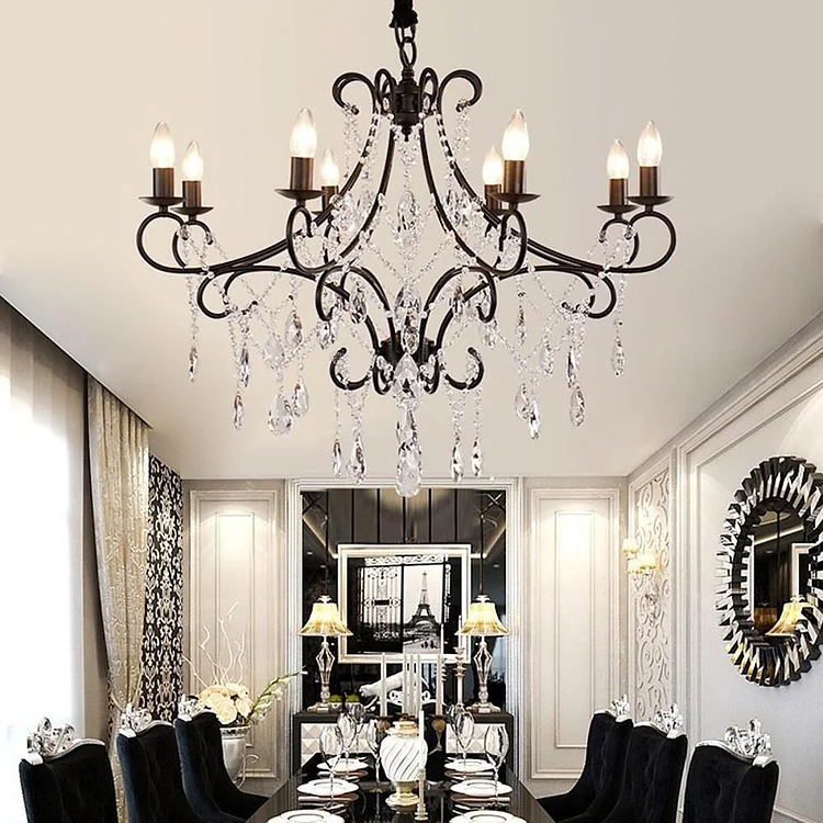 8-LED Light Farmhouse Chandelier Candle Chandelier Crystal Industrial Chandeliers for Dining Room - Appledas