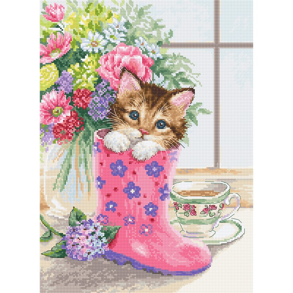Cat in Shoes - 11CT - Stamped Cross Stitch(40*50cm)
