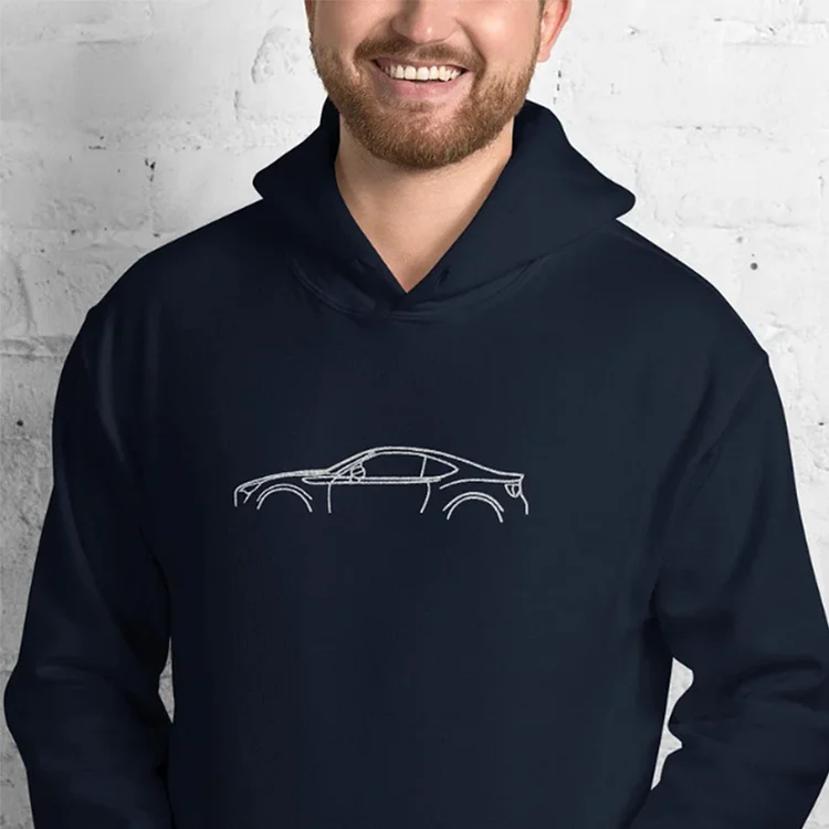 Embroidered Car Silhouette Unisex Hoodie, For Car Lovers