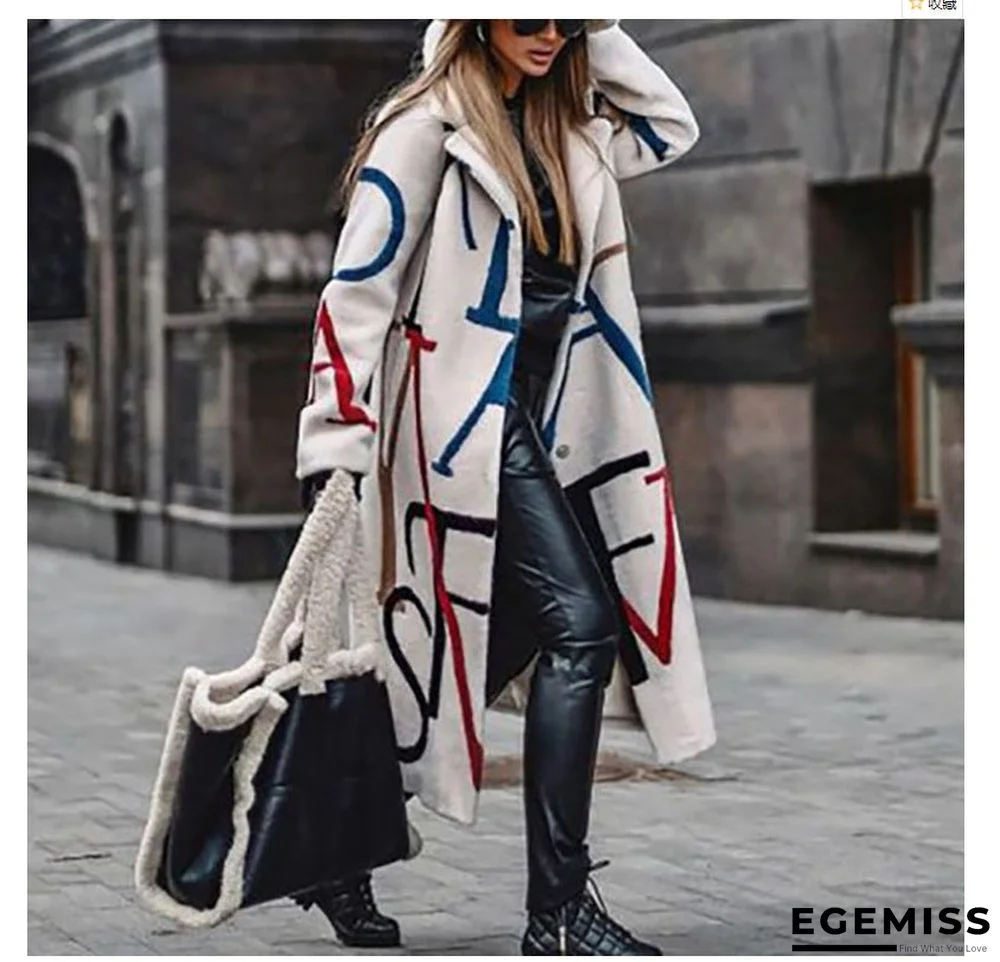 New Women's Loose Large Print Windbreaker Lapel Coat Coat Women | EGEMISS