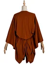 Solid Color Batwing Sleeves Belted Poncho Coat