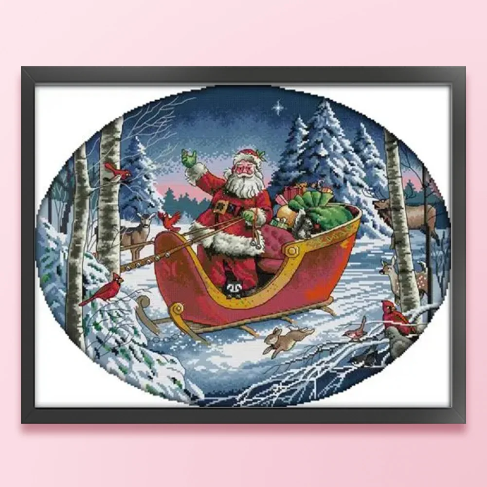DIY Stamped Cross Stitch 14CT Partial Embroidery 53*44cm - Santa Claus